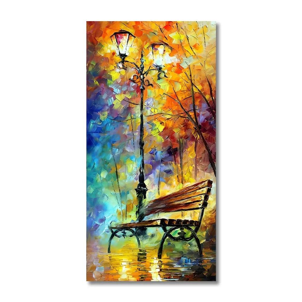 Abstraktes Straßenlaternen-Bank-Leinwandgemälde Wohnzimmer-Wanddeko Schlafzimmer-Wandkunst Poster zur Heimdekoration