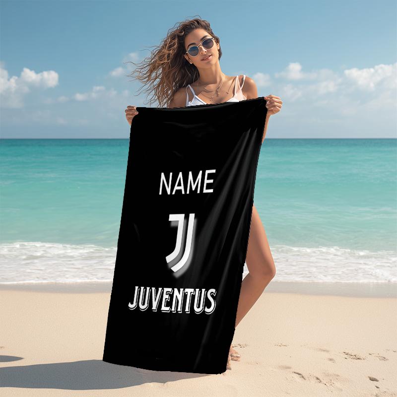 Personalized "Juventus FC Logo Art" Beach Towel Microfiber Beach Towel Thin Absorbent for Beach Swimming Yoga Bath Sports. 0910121