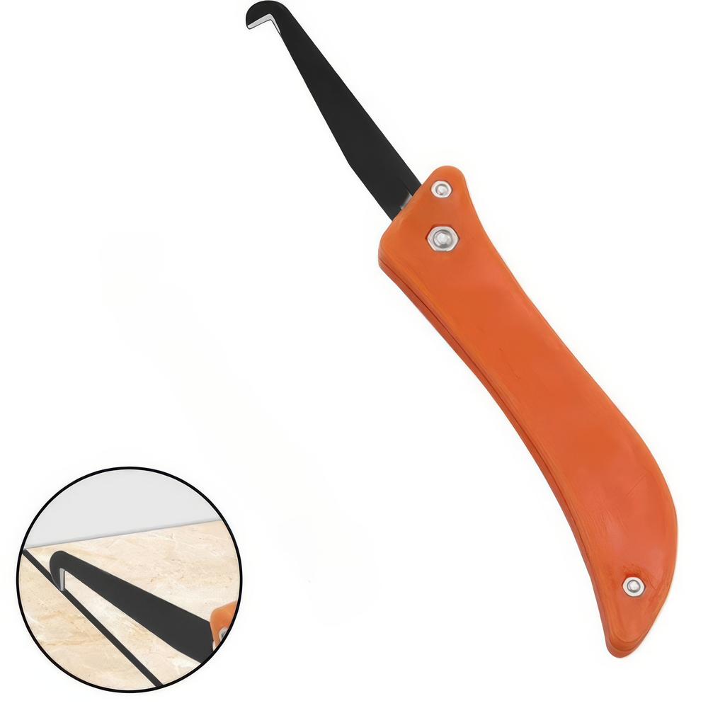1 Piece Folding Hook Knife Orange, Tile Gap Cleaning Tool, Suitable for Kitchen, Bathroom, Bedroom Tiles