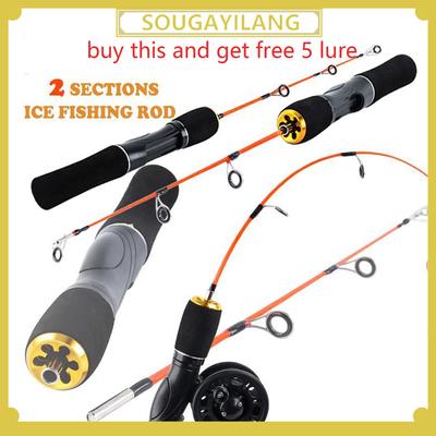 Ice Fishing Rod Glass and Metal Fiber 2 Sections EVA Handle Fishing Rod for Winter Fishing Tackle