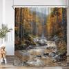 Höstlandskap Duschdraperi Lönnskog Vattenfall Landskap Träd Badrumsdekoration Polyester Badkarsdraperi