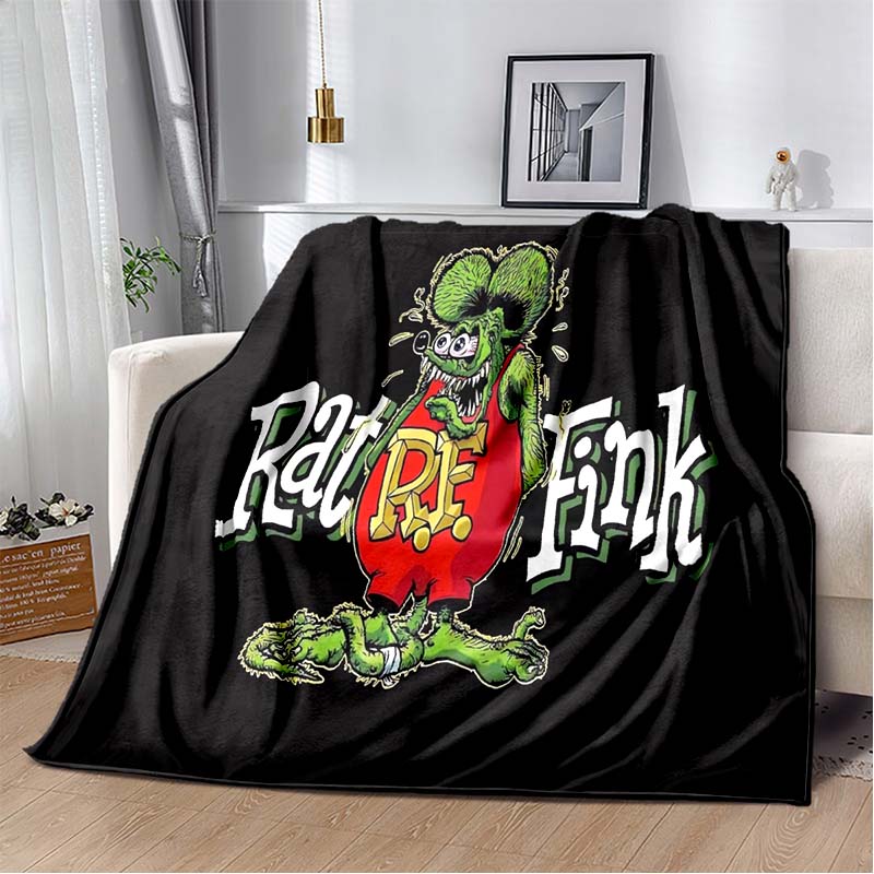 Rat Fink Retro Monster Graphic Print Flannel Blanket Cozy Warm Throw Sofa Bedroom Present Indoor Home Party Lounge Decor