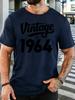 Unisexs Light Cotton T Shirt Bold Vintage 1964 Typography Star Text O Neck Short Sleeve Loose Daily Casual Gift Top For Senior Guys