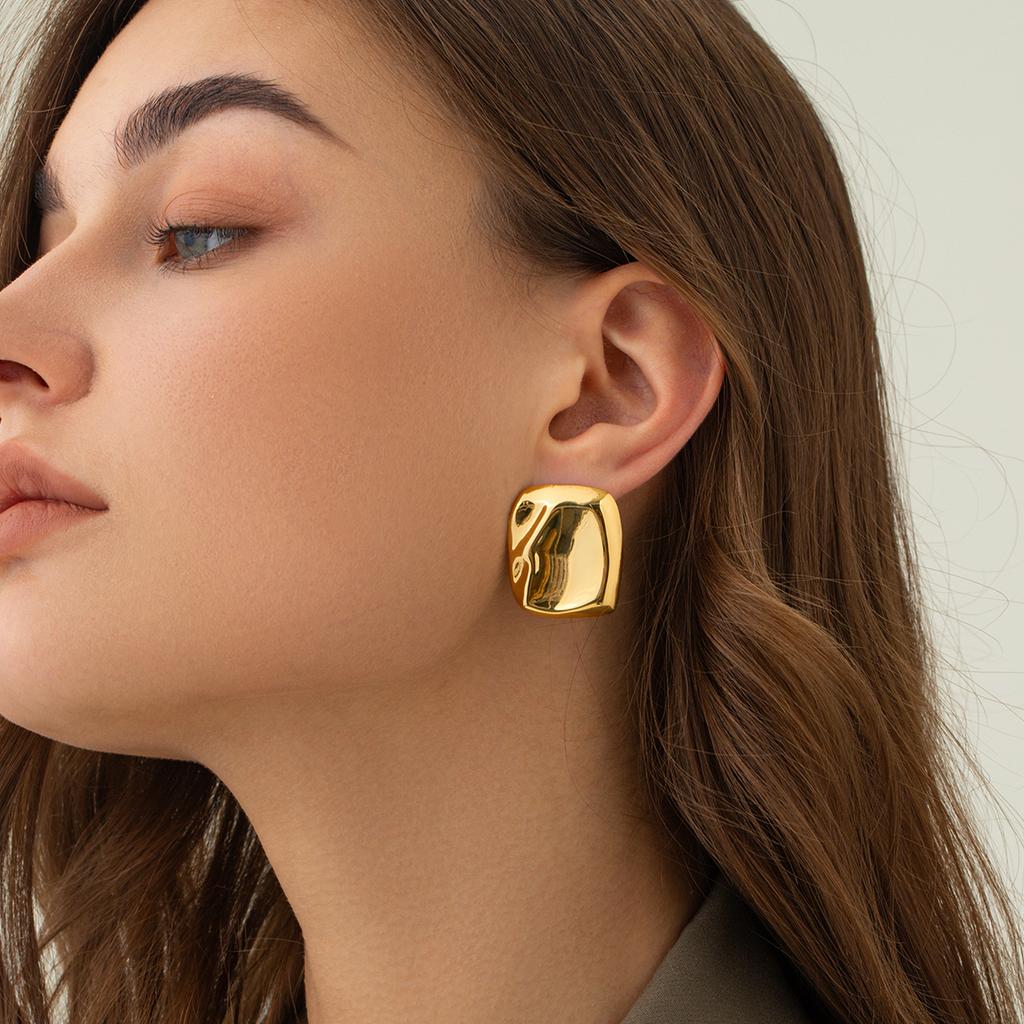 Yori Fashionable Irregular Pleated Earrings Stainless Steel Rust Proof Waterproof 18K PVD Plated New Jewelry Bijoux Gift