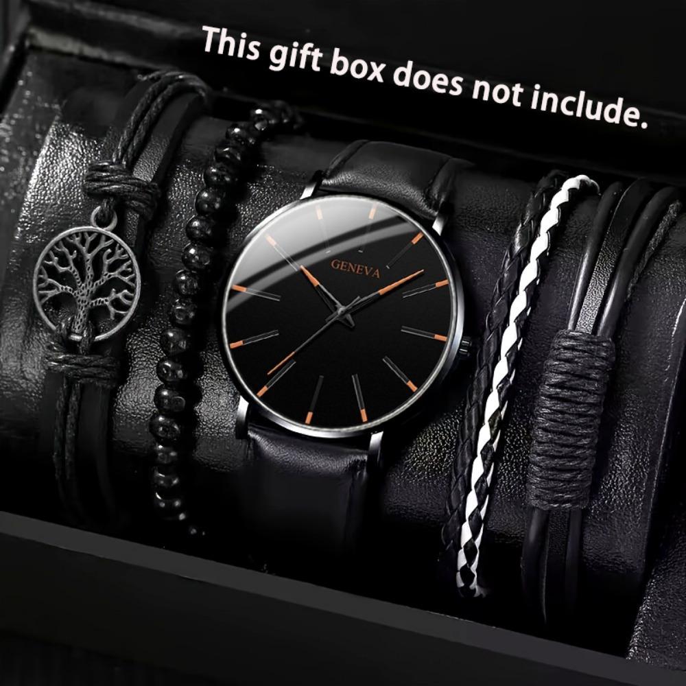 Geneva Watch Accessories Set Men S Watch Accessories Ring Business Pu Belt Quartz Watch