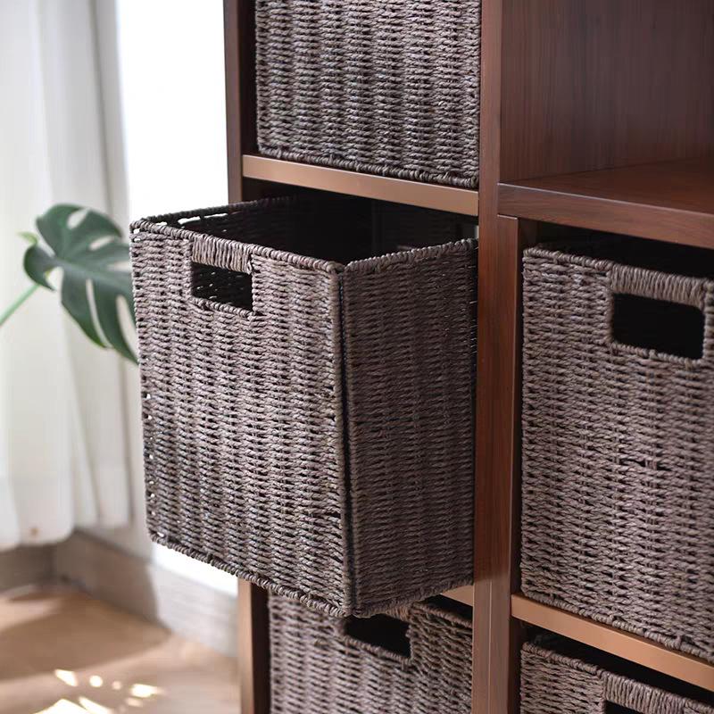 Foldable Rattan-Style Storage Basket for Home and Bedroom Organization