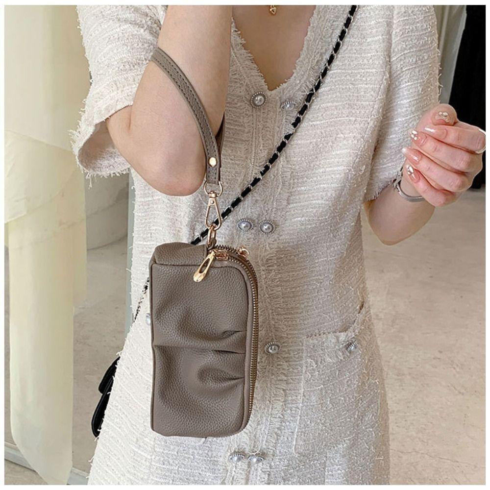 Portable PU Leather Women Long Wallet Double layer Large Capacity Shopping Wrist Bag Zipper Solid Color Handbag