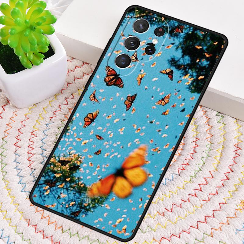 Luxury Blue Butterfly Butterflies Silicone Phone Case For Samsung Galaxy note 10 pro S26 S25 S24 S23 S22 S21 Plus Ultra Cover
