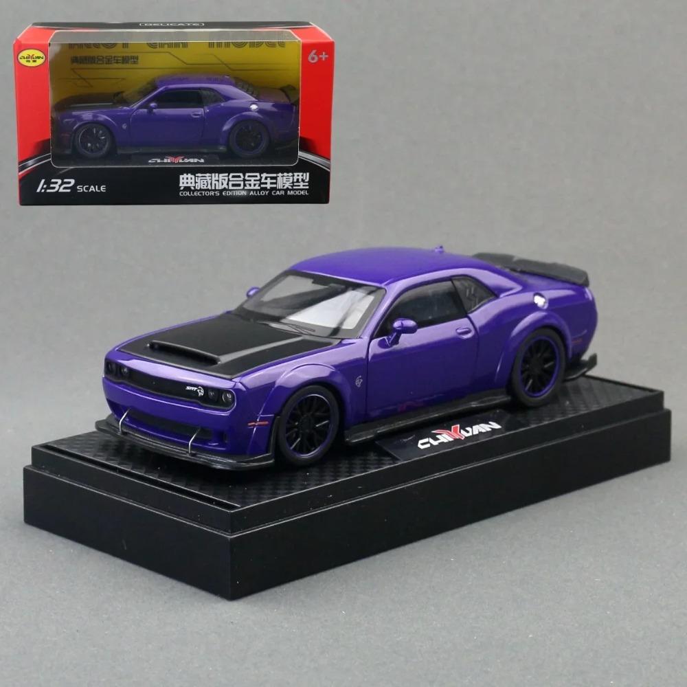 1:32 Dodge Challenger Hellcat SRT Alloy Car Model Sound Light Pull Back Metal Toy Vehicle Boy Gift Collection Miniature Voiture