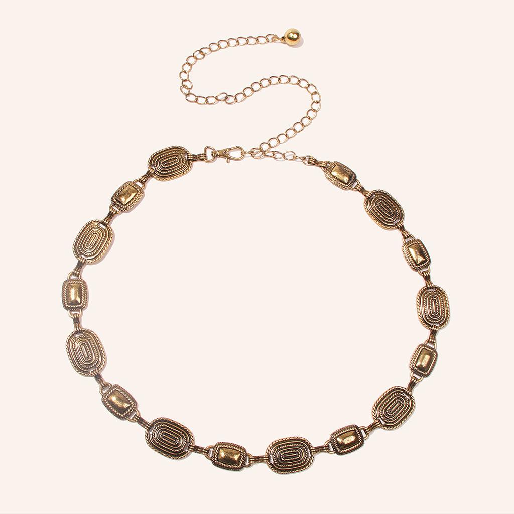 New  Carved Retro Waist Chain for Women's Metallic Elegant Classic