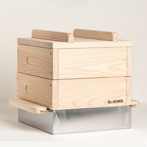 Dr.HOWS Cypress Steamer, 2-Tier Full Set, Made of Natural Cypress, Korean Steamer, Oden Pot, Hot Pot, 26cm X 26cm Large Capacity, Induction Compatible