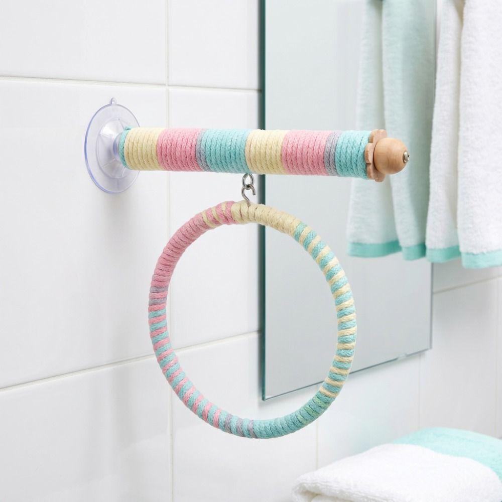 Comfortable Grip Suction Cup Swing Set Linen Rope Hanging Bird Standing Perch Parrot Toy