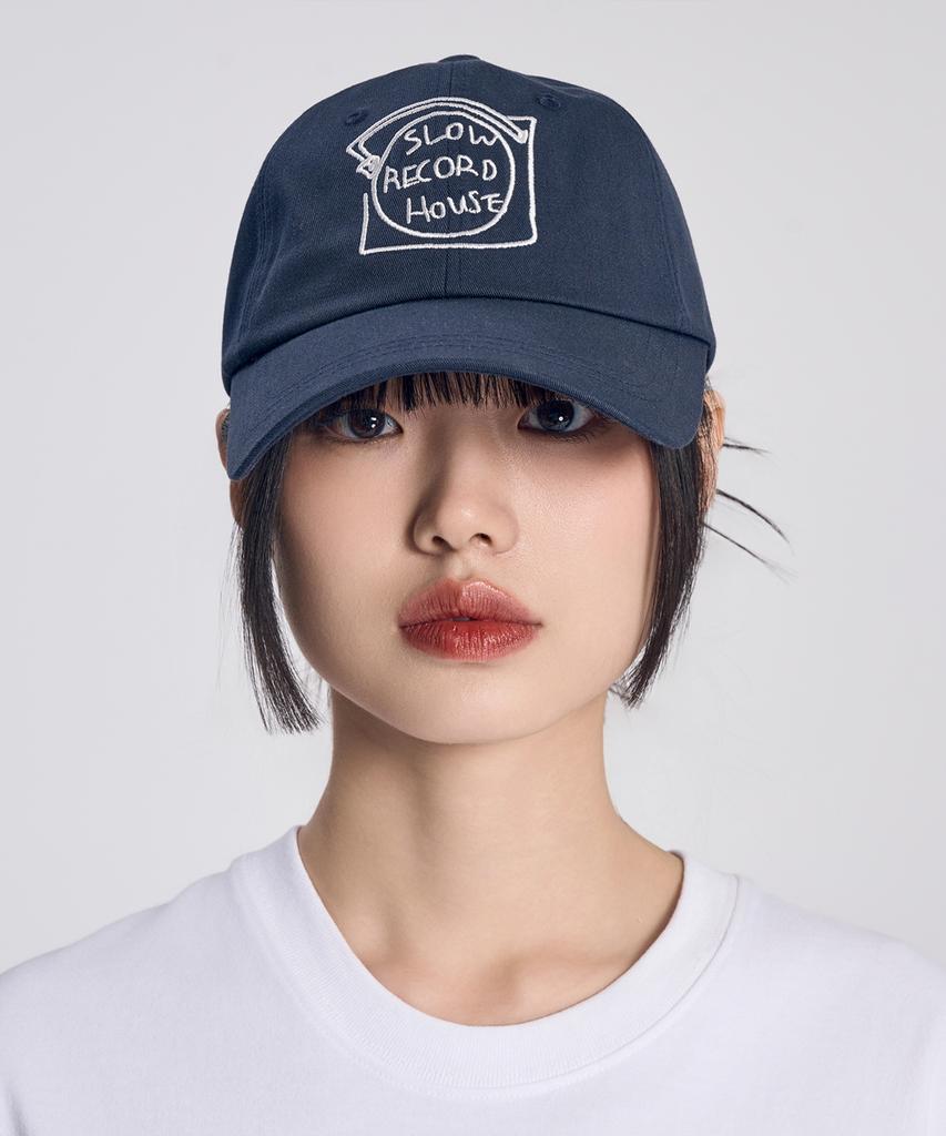 SLOW RECORD HOUSE Record Cotton Ball Cap_Navy