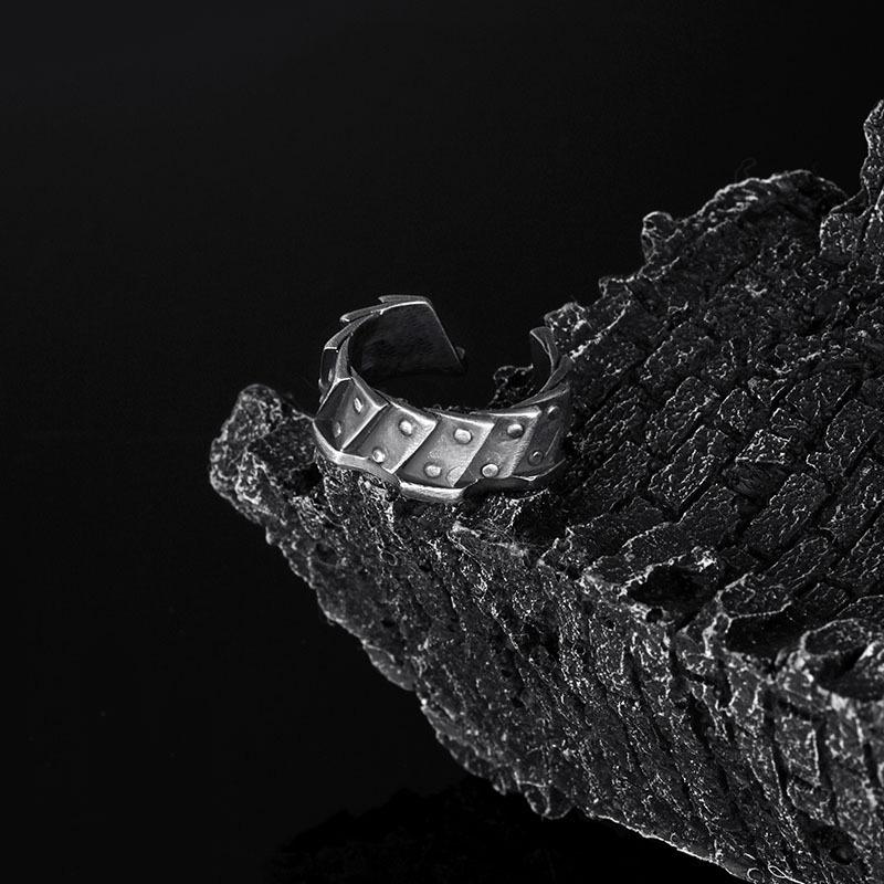 Retro Cyberpunk Gear Armor Ring For Men Antique Punk Gothic Adjustable Ring Handmade Rock Biker Accessories Man Gift
