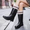 New medium tube closed rain shoes women's rubber shoes wear non-slip water boots thick-soled water shoes and velvet rain boots