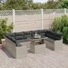 Ensemble de canapé de jardin 10 pièces avec coussins gris clair en rotin poly, Canapé de jardin 2 places avec coussins gris 3348528