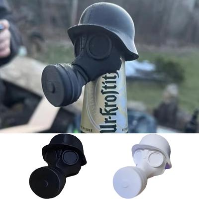 Beer Bottle Cap Funny Gas Mask Wine Stopper Reusable Oxygen Isolation Caps for Beer for Military Lover Beer Drinkers