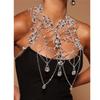 European And American Fashion Multi-Layer Rhinestone Chest Chain, Women'S Shiny Crystal Pendant, Bra Necklace, Sexy Body Chain, Jewelry.