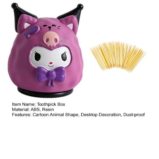 Cartoon Animal Toothpick Box with Dust-proof Lid Decorative Toothpick Holder Dispenser Organizer Container for Home Office Restaurant