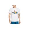 Camisetas de Manga Curta com Estampa de Desenho Animado Ajuste Confortável Gola Careca Tops Masculinos Branco DN3004-100