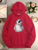 Adorable penguin chick with curious expression women's hoodies