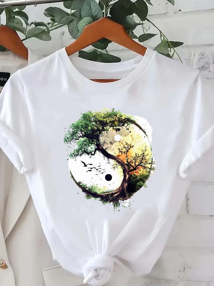 (Asian Size) feather style cute Women Printed Lady Casual Short Sleeve T Tee Top Clothing Shirt Fashion Female Graphic T-shirts