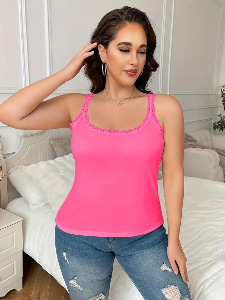 Popular Lace Sling Vest Women's Summer High Elasticity Plus Size Outside Wearing Bottoming Shirt
