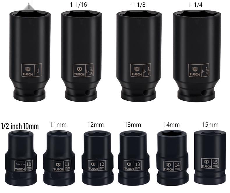 37-Piece Imperial & Metric Hex Socket Set for Air & Electric Wrenches
