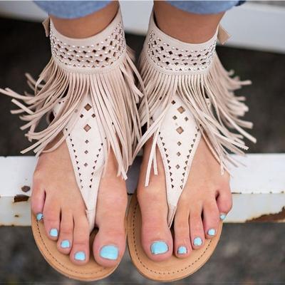 Modne sandały damskie Modne frędzle damskie Letnie buty 2024 Bohemia Płaskie sandały Buty damskie Pasek na kostkę zapatos mujer Rozmiar998