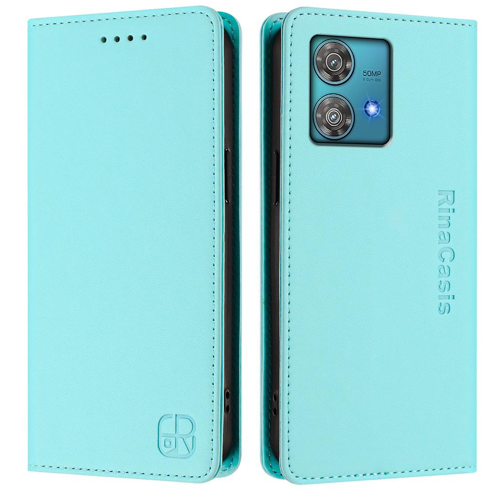 For Motorola Edge 40 Neo 5G Leather Case RINACASIS RC01 Phone Cover with RFID Blocking Wallet Stand