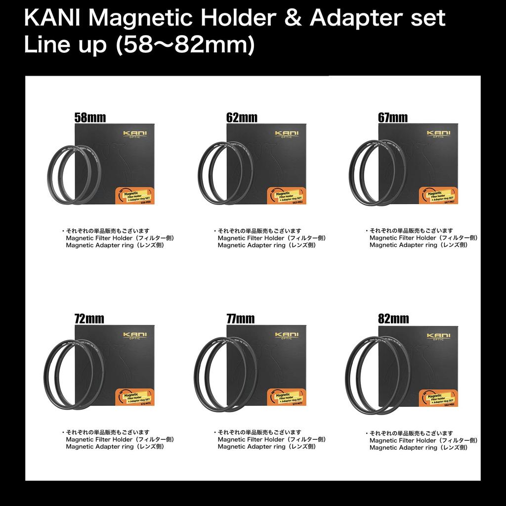 KANI 72mm Magnetic Quick Release Magnetic Holder and Adapter Set Knurled Filter Set with Black Aluminum Filter Part Number 816832 S72-M72, Anti-Slip