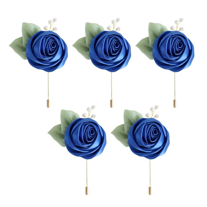 Artificial Rose Flower Set Elegant Silk Rose Boutonniere In Various Color for Wedding Ceremony and Parties