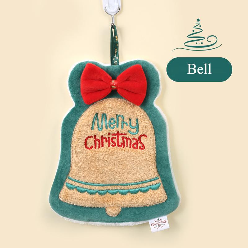 Cute Christmas Hanging Towel For Baby, Coral Fleece Quick-drying Fingertip Towel for Kids, Soft Towel With Hanging Loop