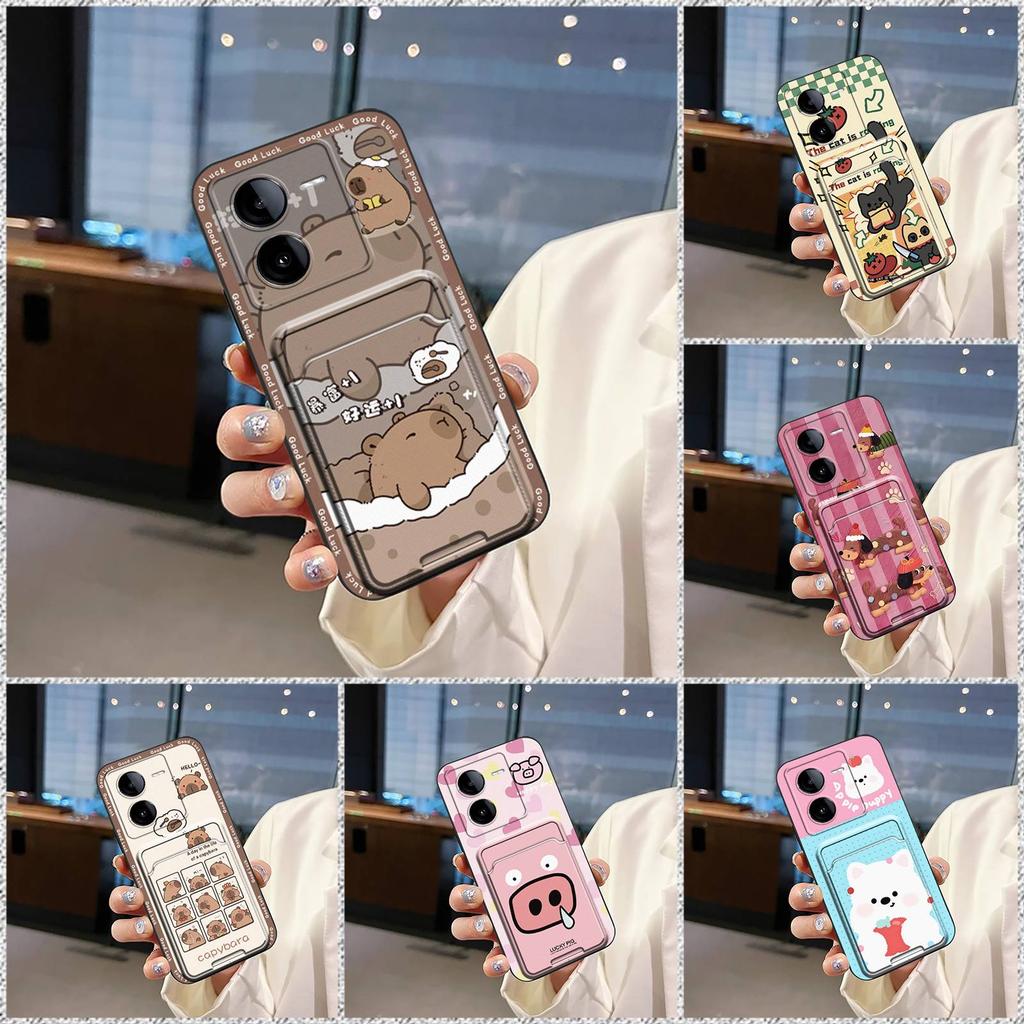 Shockproof Protective Phone Case For VIVO IQOO Z8 Anti-knock Full Wrap Cute Cartoon Card Bag Dirt-resistant Card Slot