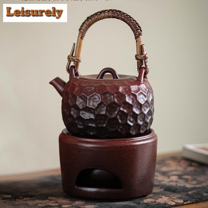 600ML Zen Black Hammer Point Lifting Beam Pot Household Tea Brewing Pot Boiling Water Kettle For Electric Pottery Stove Teaware