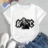 Fashion Retro ACDC Band Printed T-Shirt Tops ACDC Trend Harajuku Women's Universal Shirt Pattern Cotton Harajuku T-Shirt
