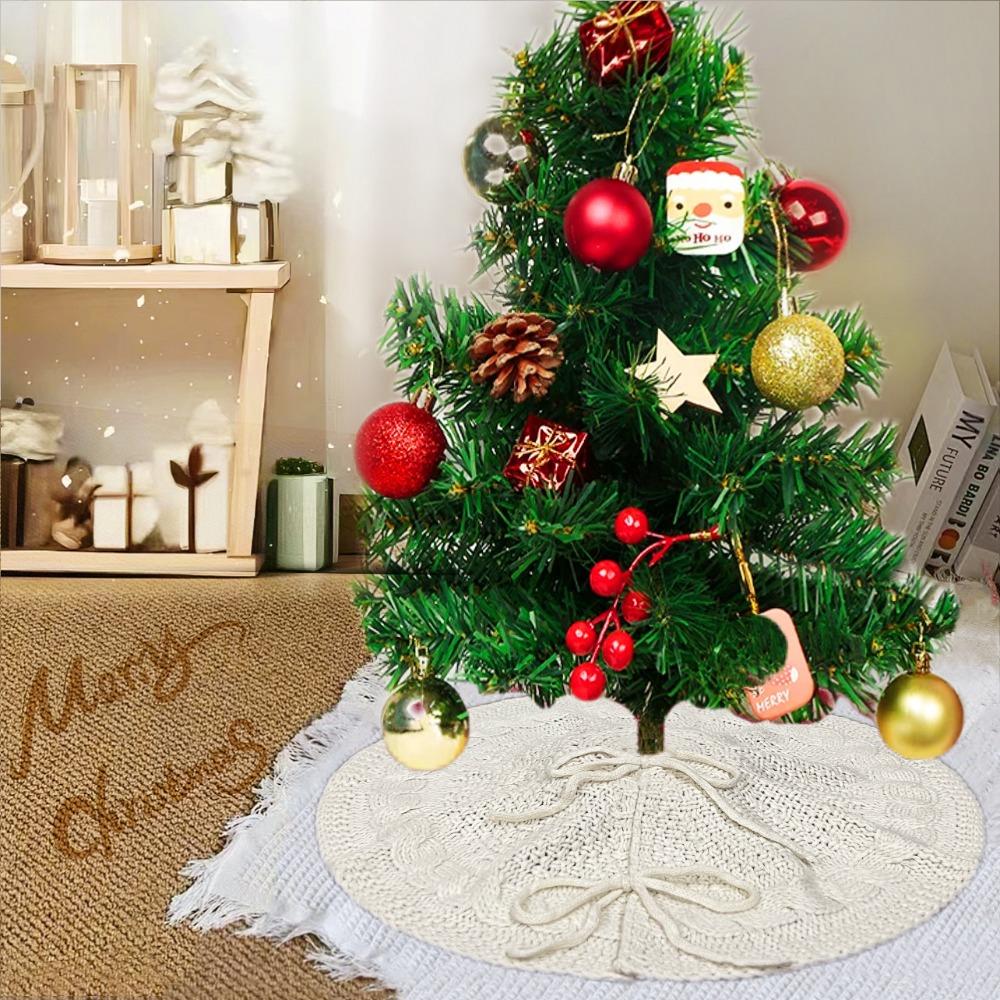 Red/White Christmas Tree Mat 18 in Christmas Tree Carpet Knitted Christmas Tree Skirt  Living Room
