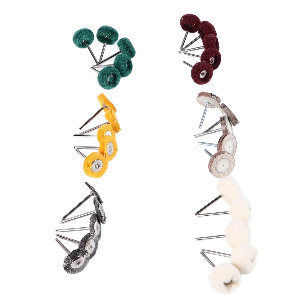 30 Stück Polier-Schwabbelscheiben-Set Metall-Rostentfernung mit 0,4 cm Schaft Power-Rotationswerkzeugteile