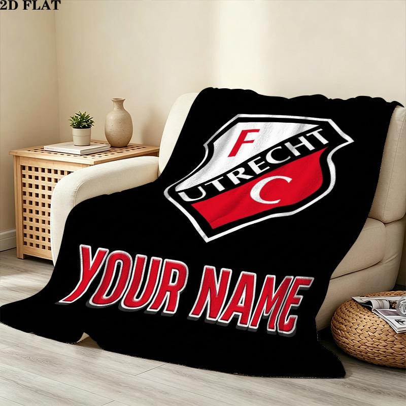 Custom Name Fc Utrecht Print Flannel Blanket, High Quality Comfortable for All Seasons, Home Decor, Warmth and Comfort, Perfect for Christmas Gifts