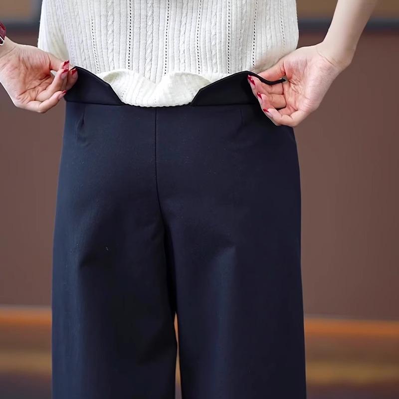 Women's Fashion Navy Blue Wide-Leg Pants - Slimming, Draping Style for Spring/Summer 2025