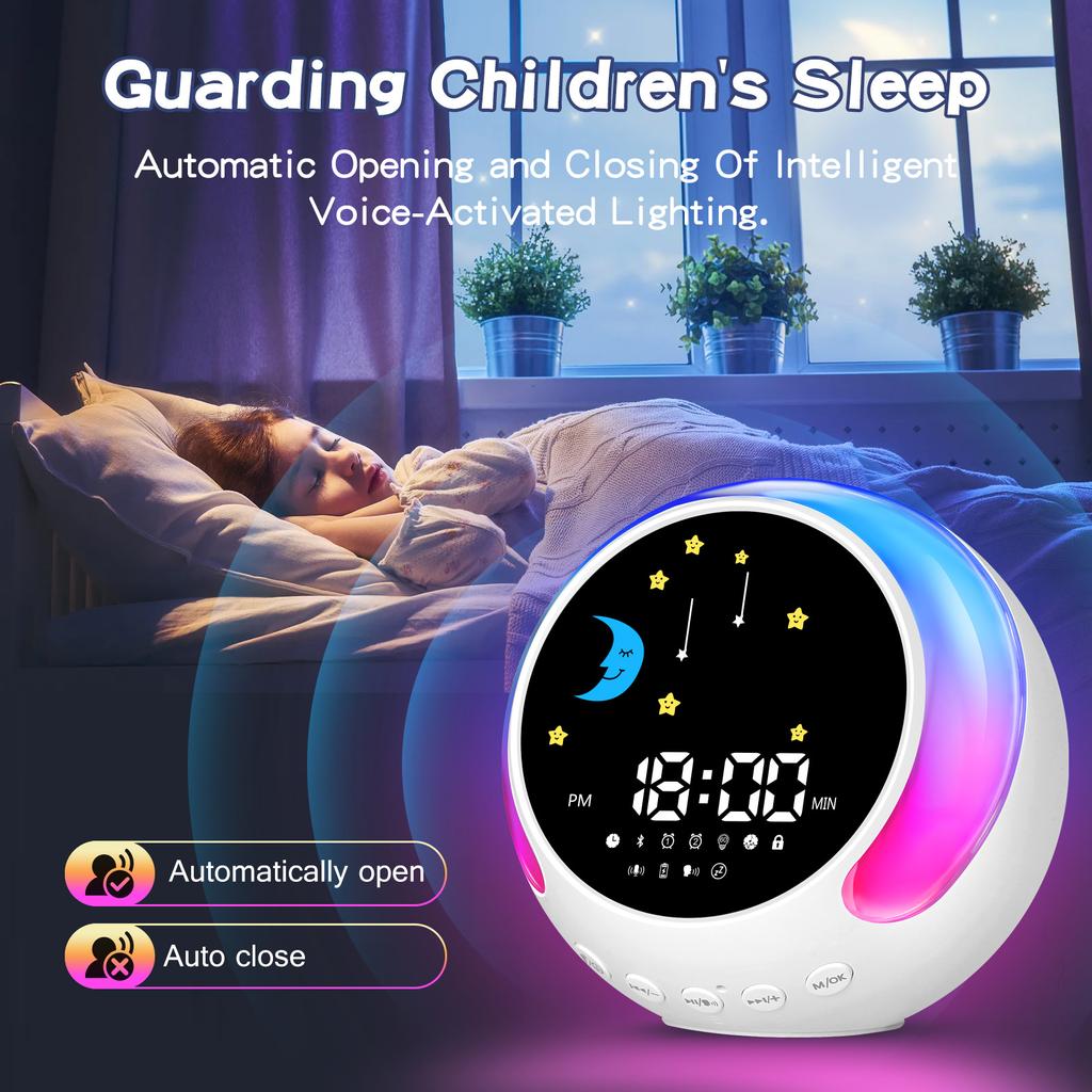 Kinder Wecker Urlaub Geschenk Bluetooth Lautsprecher Touch Nachtlicht RGB Wake-up Licht
