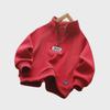 Boys' Winter 2024 Fleece Sweatshirt: Half-Zip, Long-Sleeve, Korean Style for Kids