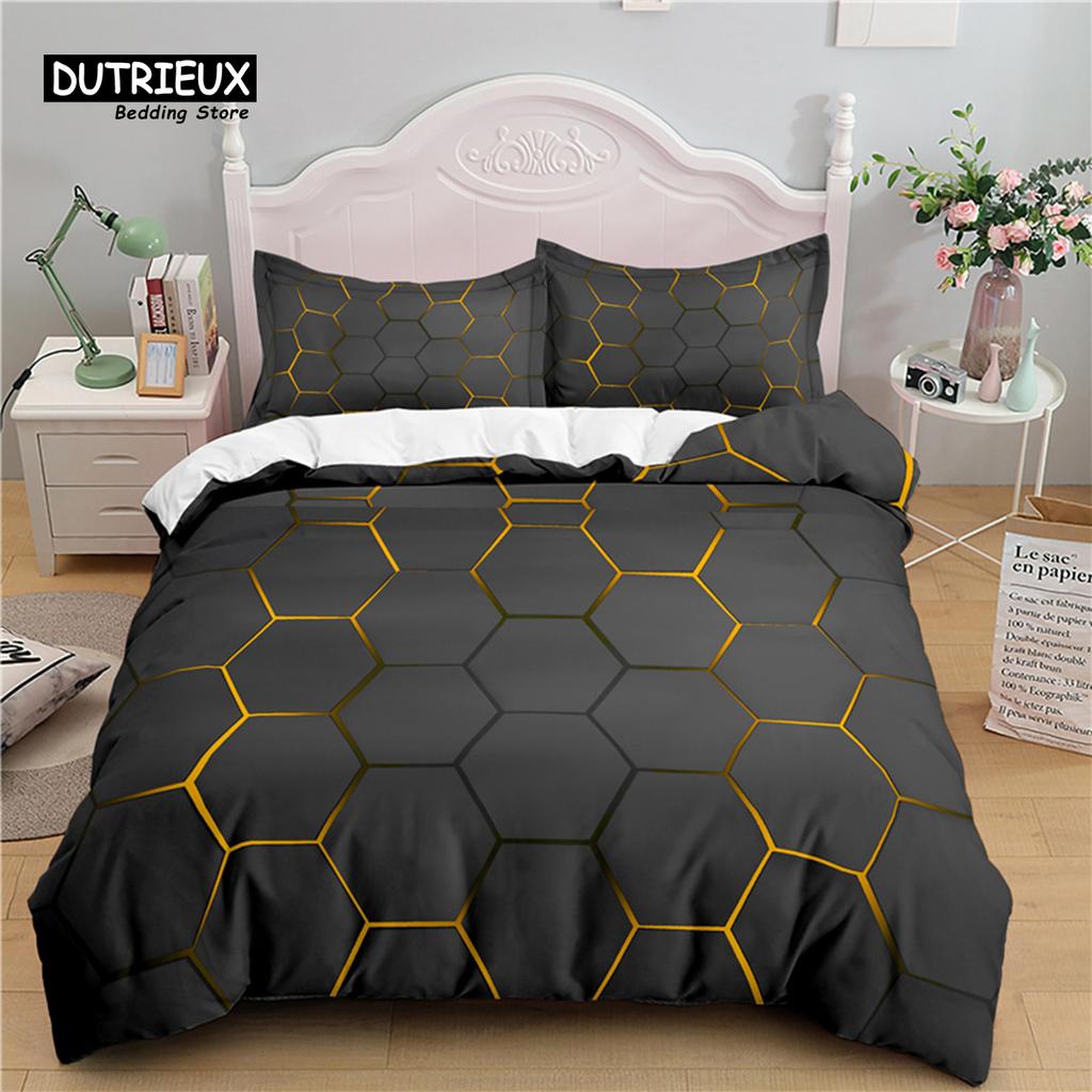 Luxuriöser 3D-Geometrie-Druck Home Living Komfortables Bettbezug-Set Kissenbezug Kinderbettwäsche-Set Queen und King EU/US/AU/UK Größe
