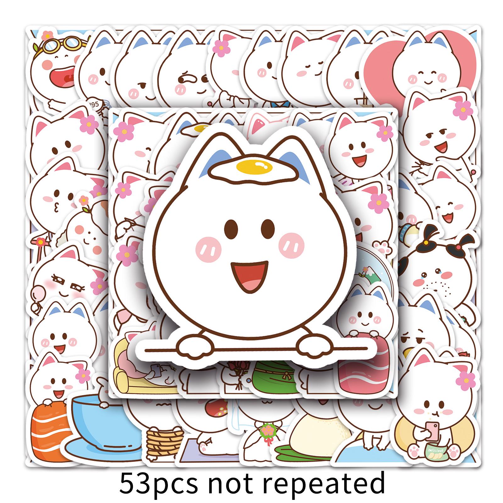 53-Piece Cute Peach Fairy Cartoon Stickers Set for Waterproof Luggage