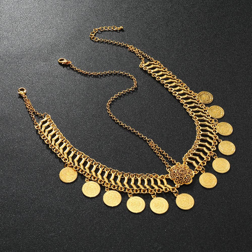 Gemstone Decor Simulation Flower And Circular Tassel Design Headwear Gold