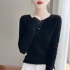 Solid Color Crew Neck Long Sleeve Slim Fit Casual Knit Sweater For Women