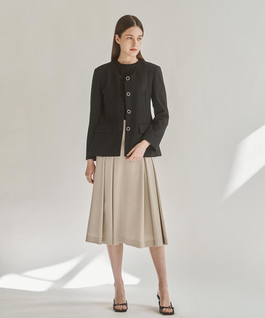 Kkeulle Drea Pleated Skirt_Beige