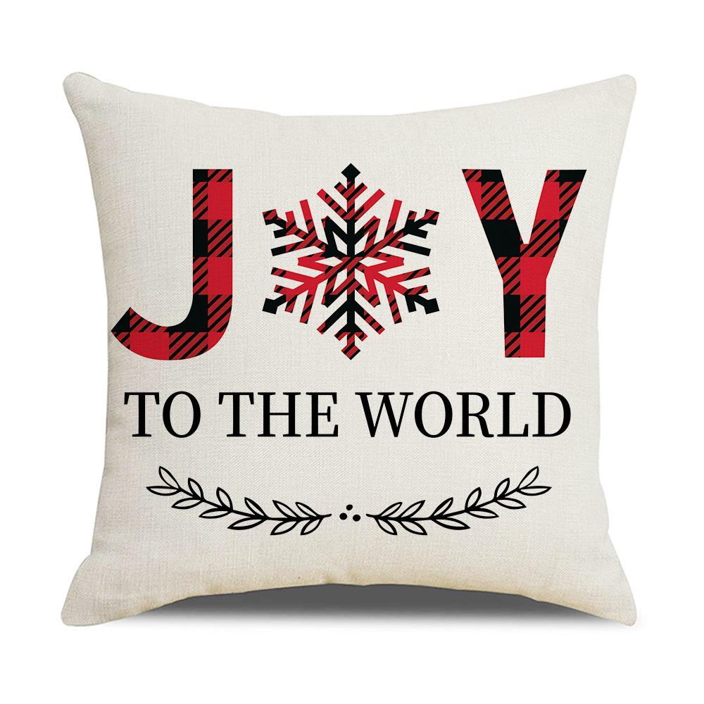 Red Plaid Christmas Linen Pillow Cover New Home Sofa Cushion Cover Cushion Cover