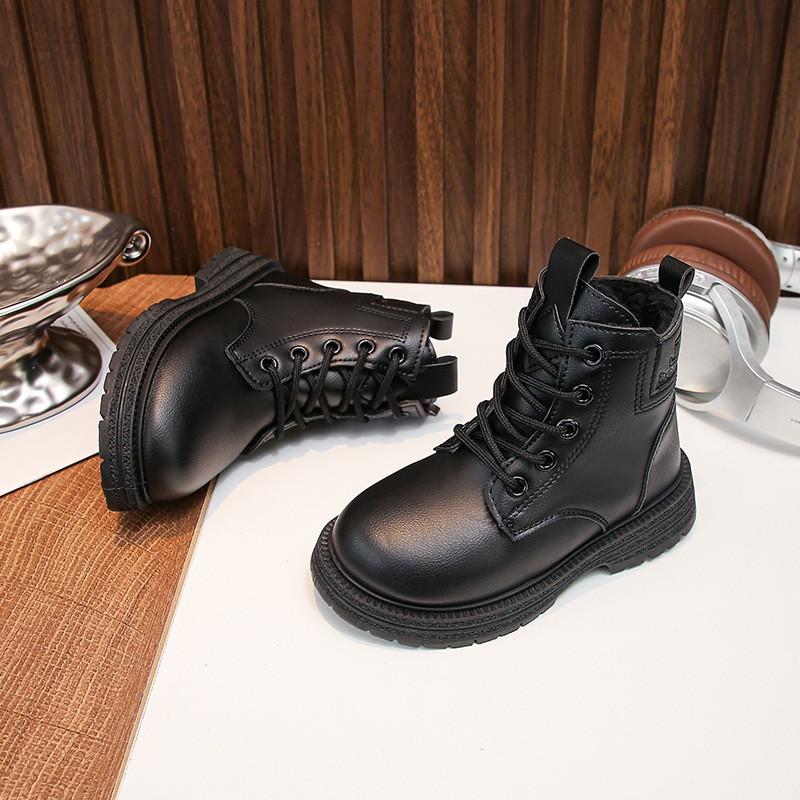 Kids Winter Warm Martin Boots Girls Boys Short Ankle With Fleece Lining Rubber Sole Flat Heel