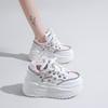 Fashion 2025 New 8CM Fashion Autumn Women Vulcanized Platform Wedge High Heels Lace Up Breathable Casual Comfortable Skateboard Shoes
